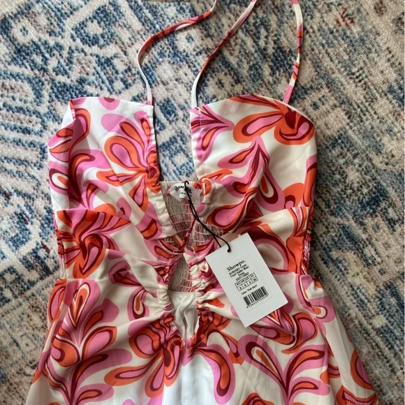 Auroray Cross Front Halter Maxi Dress in Pink Swirl - Picture 11 of 14